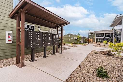 A parking lot with a sign that says BLDG A.