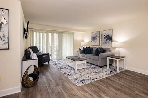 Living room with furniture and balcony door