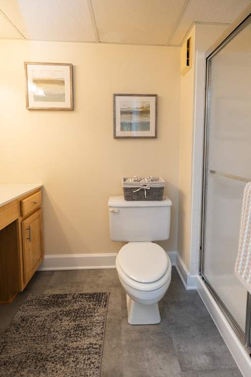 Bathroom with toilet and walk-in shower at Ivy Hall Apartments*, Towson, MD 21204.