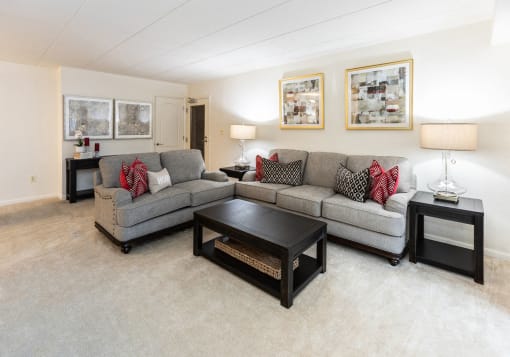 Spacious living room with patio at Ivy Hall Apartments*, Maryland