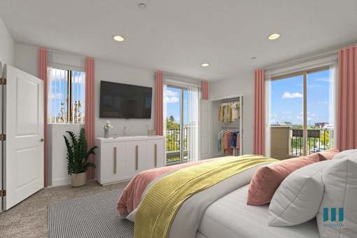 Bedroom with Balcony and Lots of Windows and Natural Light
