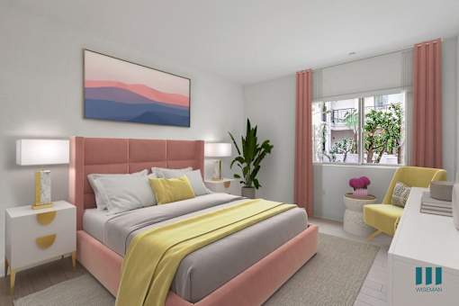 Bedroom with Large-Size Windows