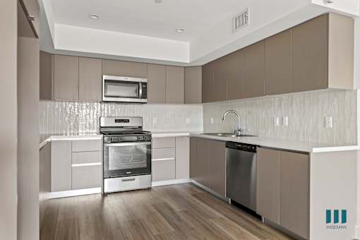 an illustration of a kitchen with a sink and a refrigerator