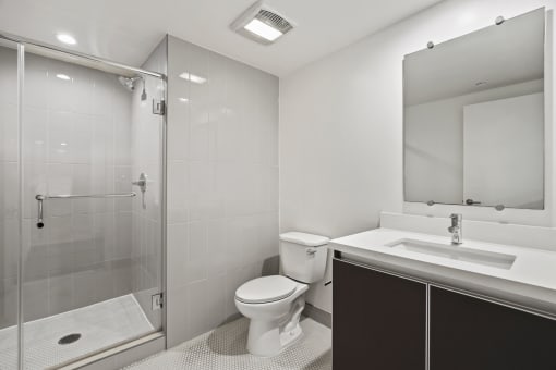 Bathroom with Stand-Up Shower with Glass Door