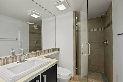Bathroom with Stand-Up Shower with Glass Door