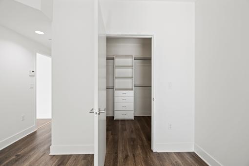 Bedroom with Closet with Built-In Shelving