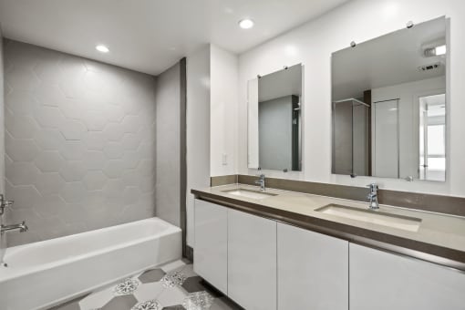 Bathroom with Bathtub and Double-Sink Vanity