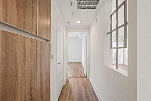 Hallway with Built-In Cabinet Storage