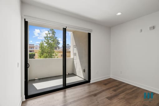 Living Room with Patio with Built-In Shade