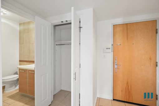 Front Entrance of Apartment, Hall Closet,  and Bathroom