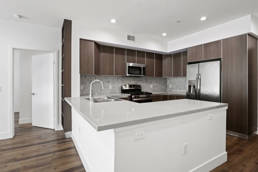 Kitchen with Countertop Bar