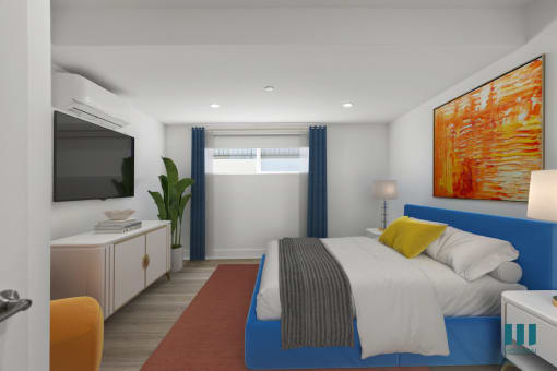 Bedroom with Vinyl Flooring and Recessed Lighting