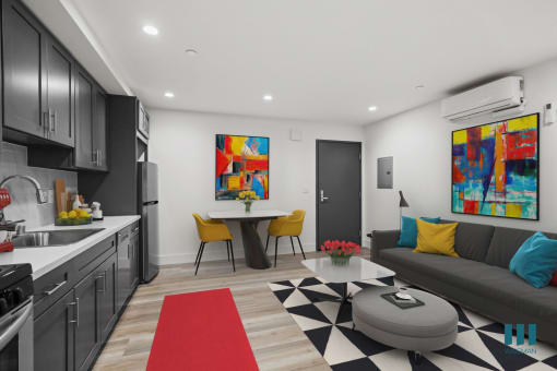 Open-Concept Kitchen, Dining, and Living Room Area