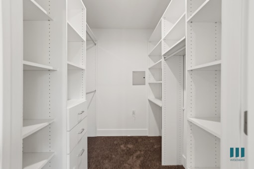 Walk-In a closet with Built-In Organizers and Shelving