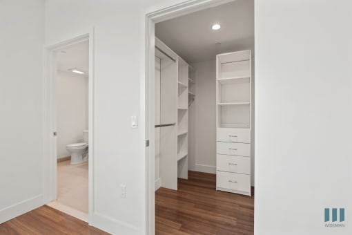 Bedroom with Walk-In Closet with Built-In Organizers