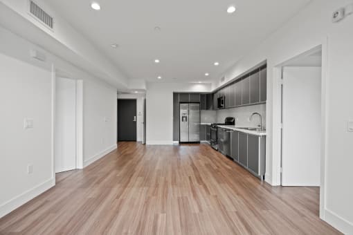 Open-Concept Kitchen, Dining, and Living Room Areas