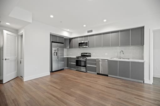 Kitchen with Energy-Efficient Stainless Appliances