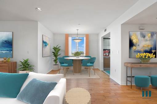 Front Entryway and Dining Room with Vinyl Flooring
