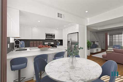 Open-Concept Kitchen, Dining, and Living Room Space