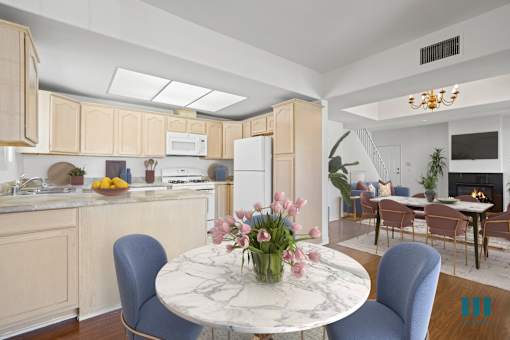 Open-Concept Kitchen, Dining, and Living Room Space