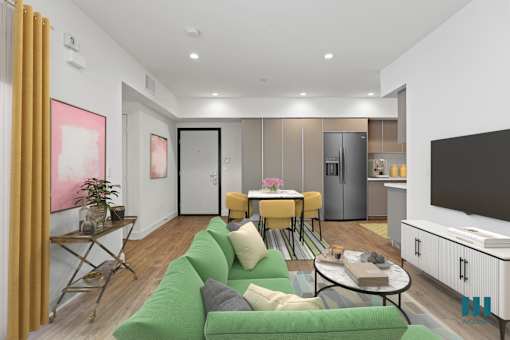 Living Room, Dining, and Kitchen Space