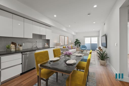 Open-Concept Kitchen, Dining, and Living Room Space