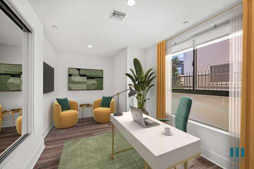 Room with Large-Sized Windows and a Mirrored Closet - Two-Bedroom Two-Bathroom - Unit 108