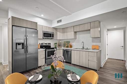 Open-Concept Kitchen with Stainless-Steel Appliances - Two-Bedroom Two-Bathroom - Unit 108