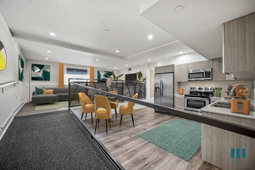 Open-Concept Kitchen, Dining, and Living Room - Two-Bedroom Two-Bathroom - Unit 108