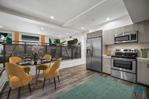 Open-Concept Kitchen, Dining and Living Room - Two-Bedroom Two-Bathroom - Unit 108