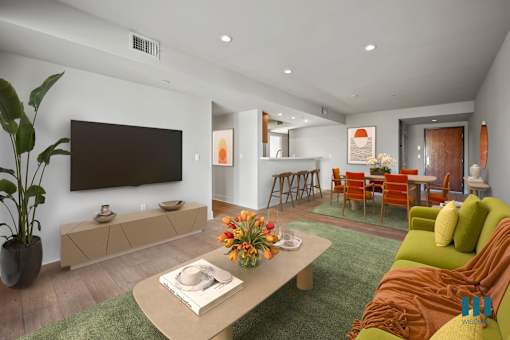 Open-Concept Living Room, Dining, and Kitchen