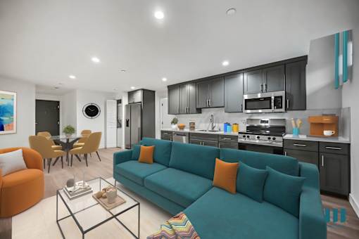 Open-Concept Kitchen, Dining, and Living Room