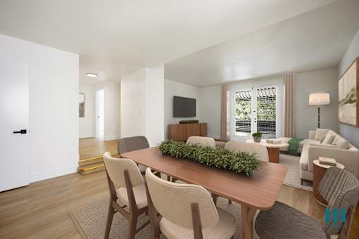 Open-Concept Living Room, Dining Room, and Large-Size Patio