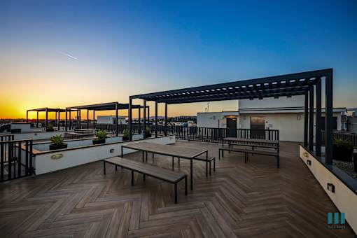 Rooftop Deck with Entertainment Area and Pergola