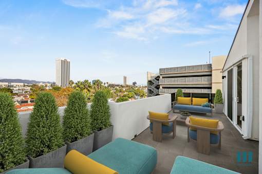 Patio with Fantastic Views of the City at Ogden Garden by Wiseman, Los Angeles, CA