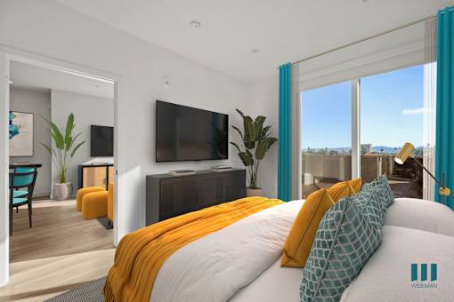 Spacious Bedroom With Comfortable Bed at Ogden Garden by Wiseman, Los Angeles, 90036