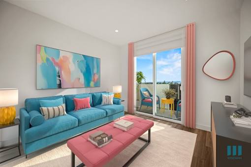 Resort Style Living Rooms at Ogden Garden by Wiseman, Los Angeles, CA, 90036