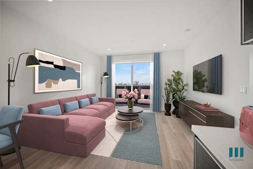 Bright Living Room at Ogden Garden by Wiseman, Los Angeles, California