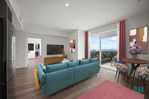 Bright Living Room at Ogden Garden by Wiseman, Los Angeles, 90036