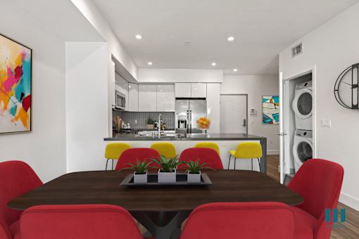 Open-Concept Kitchen with Countertop Bar and Dining Area