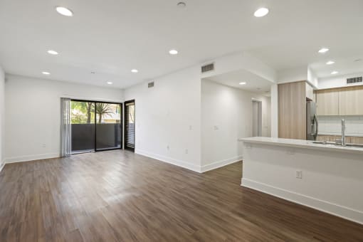 Open-Concept Kitchen, Dining, and Living Room Areas