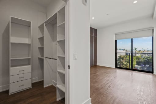 Bedroom with Walk-In Closet with Built-In Organizers