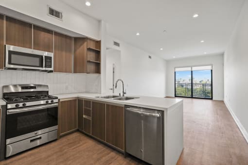 Open-Concept Kitchen, Dining, and Living Room Areas