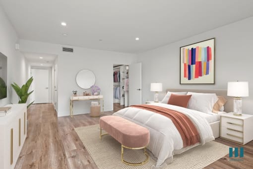 Bedroom with Walk-In Closet with Built-In Organizers