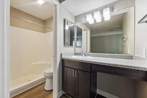 Primary Bathroom at Woodcreek Apartments in Las Vegas NV