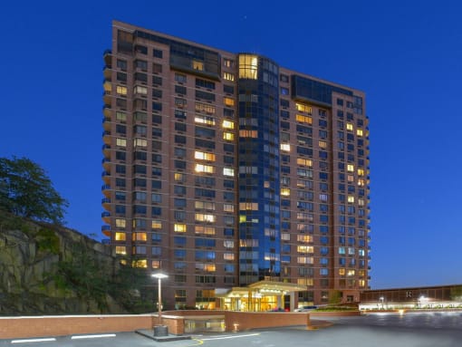 Night Exterior View at Riello Apartments Owner LLC, Edgewater, New Jersey