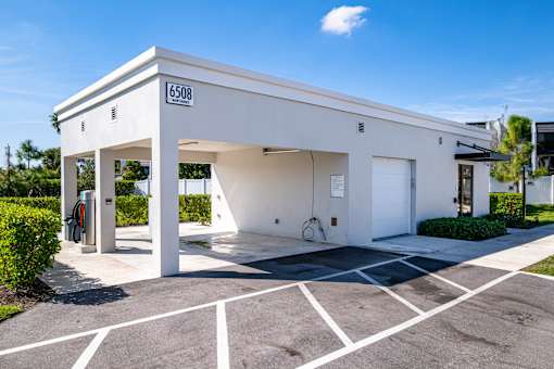 A white building with the number 6508 on it.