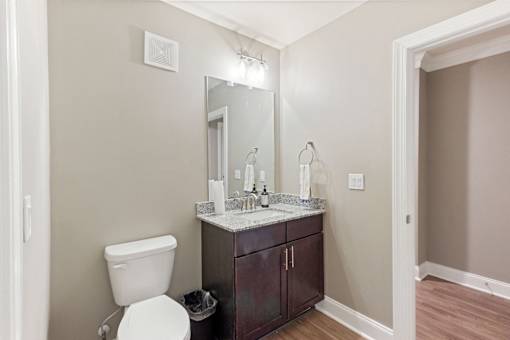 a bathroom with a toilet and a sink and a mirror