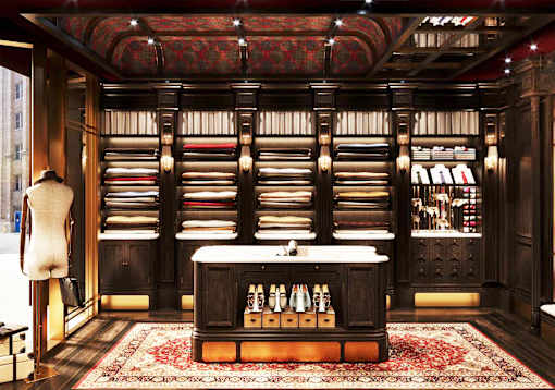 A room with a large collection of ties.
