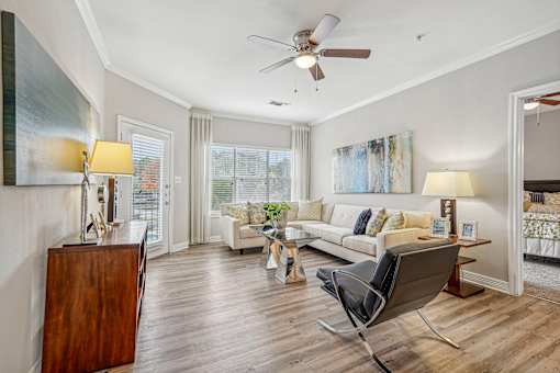 A living room with a chair and a couch.